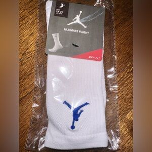 Jordan Legacy Crew Basketball Sock White Blue Ultimate Flight- NEW - Men’s LARGE